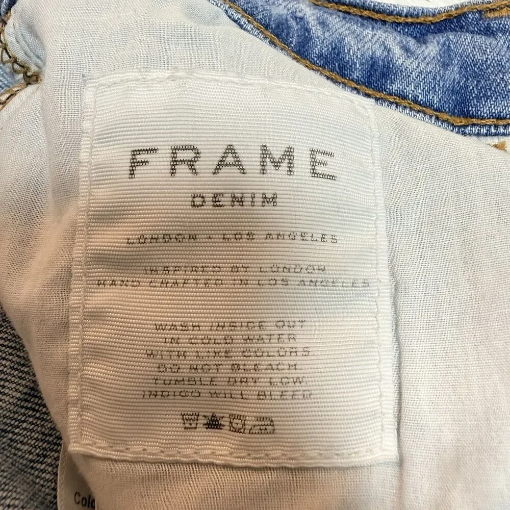 Frame Size 25 Le High Straight Jeans Blue Lightly Distressed Cropped Ankle